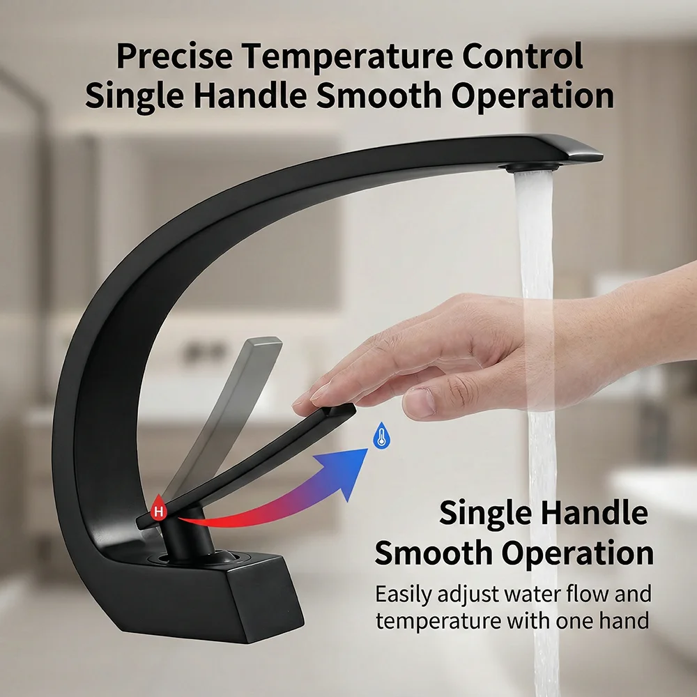 Matte Black Bathroom Faucet, A - Silicone Tap Washer avis et prix