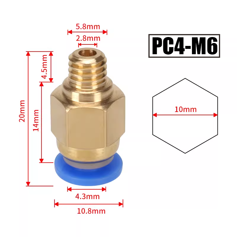 10pcs/lot PC4-M10 Pneumatic Co - Ptfe Tape Thread avis et prix
