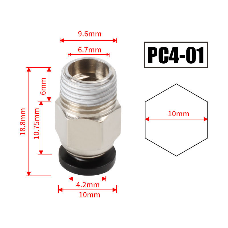 10pcs/lot PC4-M10 Pneumatic Co - Ptfe Tape Thread avis et prix