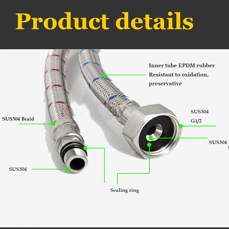 2 Pack 60cm Stainless Steel Ho - Flexible Hose Braided avis et prix